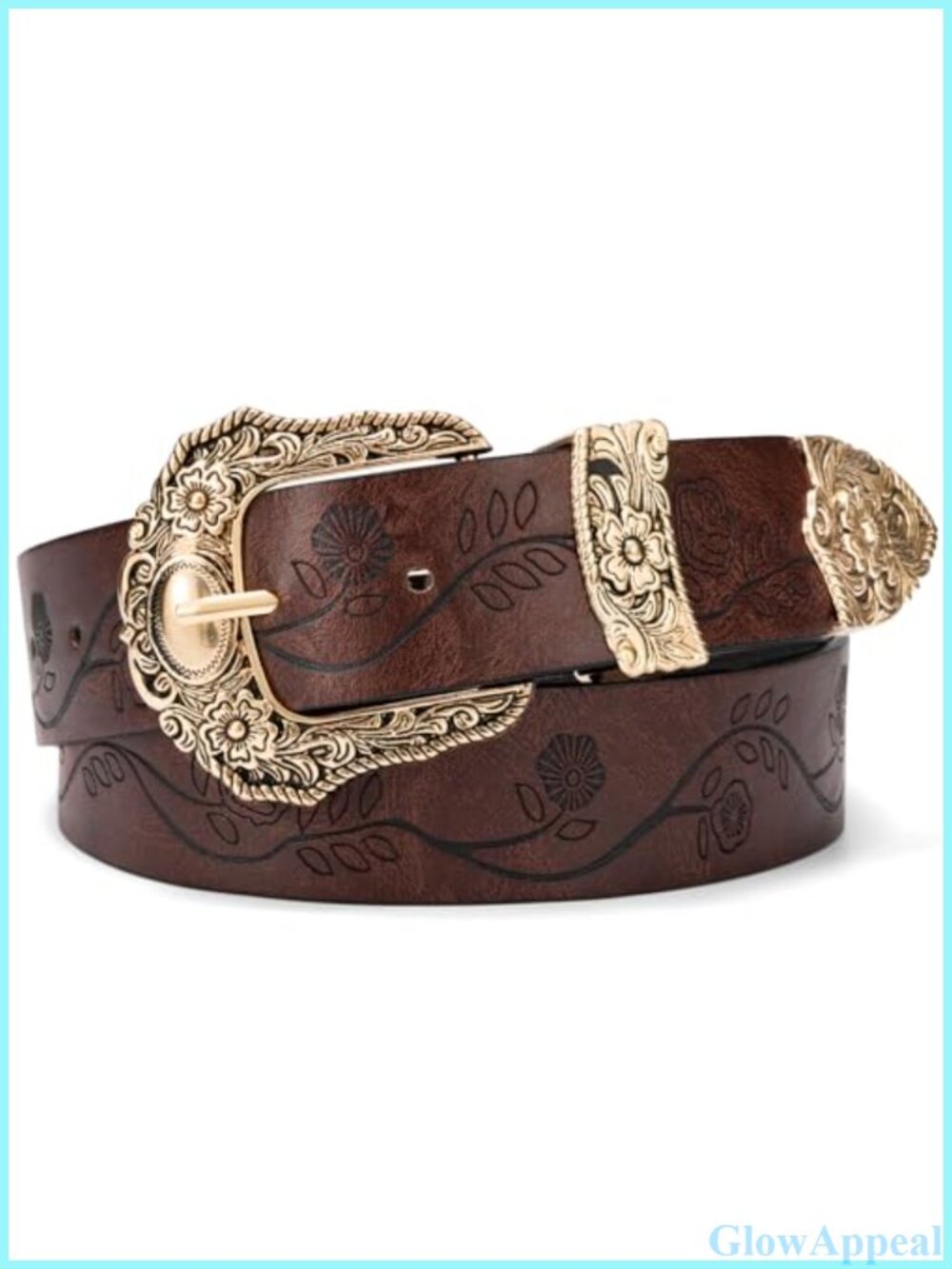 Western Cowgirl Belt Women Floral Buckle Adjustable Jeans Dress